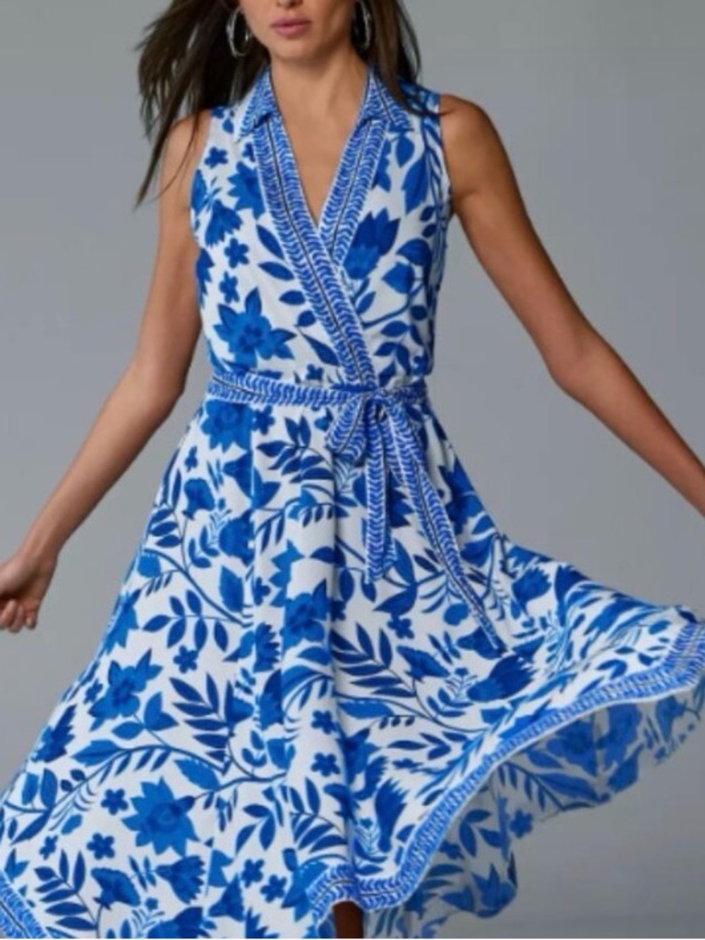 NWT Boston Proper Blue and White Floral Wrap Dress